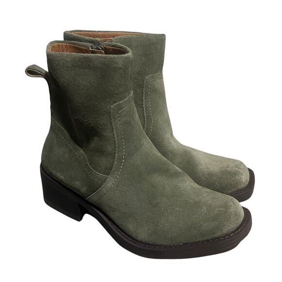 Lucky‎ Brand Kazey Square Toe Suede Bootie Boots Martini Green - Picture 1 of 10